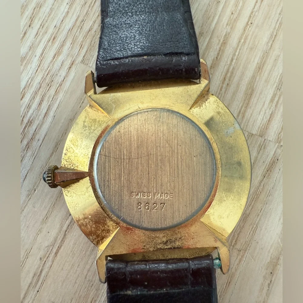 Vintage Oreo cookie Swiss made leather watch NEW BATTERY